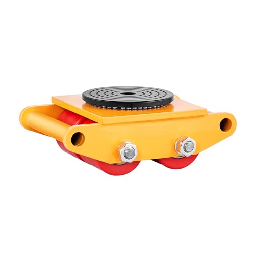 VEVOR Machine Skate, 6T Machinery Skate Dolly, 13228 lbs Machinery Moving Skate, Machinery Mover Skate with 360° Rotation Cap and PU Directional Rollers, Heavy Duty Industrial Moving Equipment, Yellow
