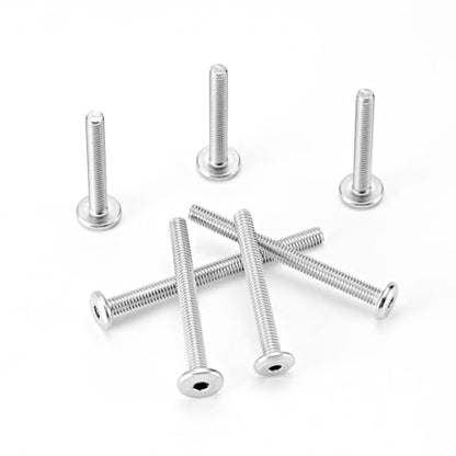 M4 x 30mm 35mm 40mm 45mm 50mm Flat Round Head Hex Socket Cap Screws Bolts, Furniture Screws, 304 Stainless Steel, Allen Hex Drive, Bright Finish, Metric Fully Threaded, Assortment Kit 50PCS - size: M4 x 30/35/40/45/50mm (50PCS)