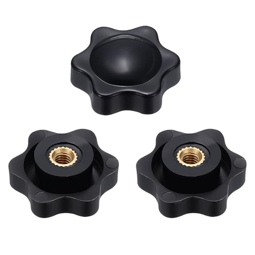 HARFINGTON Star Knob M4 Female Thread 25mm Head Brass Insert Black 3pcs - color: Black, size: M4 x 25mm