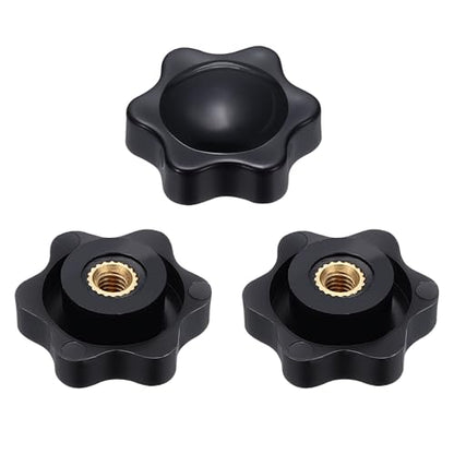 HARFINGTON Star Knob M4 Female Thread 25mm Head Brass Insert Black 3pcs - color: Black, size: M4 x 25mm