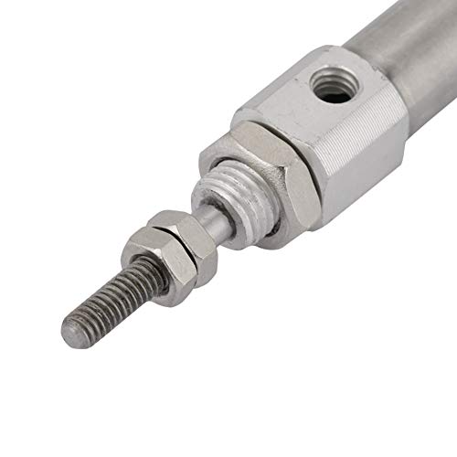 Oumefar 45mm Stroke Pneumatic Cylinder Piston Double-Acting Air Cylinder Single Threaded Rod M4*0.7 Stainless Steel Cylinder with Matching Nuts