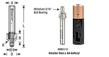 Amana Tool 49504-5 5-Pack Carbide Tipped Corner Rounding 1/4 R x 1 Inch D x 1/2 CH x 1/4 SHK w/ Lower Ball Bearing Router Bits
