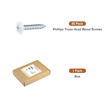 uxcell 50Pcs #8x1 Phillips Head Self Tapping Screws, Carbon Steel Flat Head High Strength Quick Tapping Screws Wood Screw for Wood, Metal, Plastic, White - size: #8x1