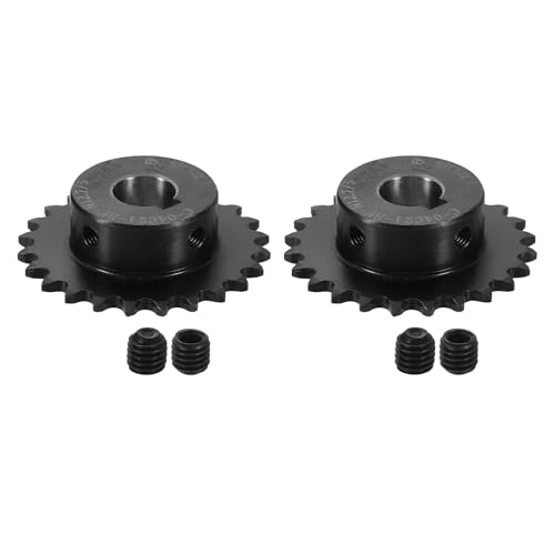 uxcell 2 Pcs #25 Chain Roller Sprocket 12.7mm Bore, 1/4" Pitch 24 Tooth C45 Carbon Steel ANSI #25 Roller Sprocket Keyway 5 x 2.3mm with Set Screws for ISO 04C Chain - size: 12.7mm Bore 24 Tooth 5 x 2.3mm Keyway