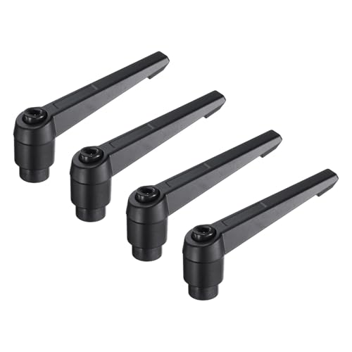 uxcell 4pcs Clamping Lever Adjustable Handles M10 Metric Female Thread Level Handle Hand Knobs Quick Release Black for Lathe Machinery - size: M10