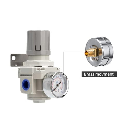 Industrial Air Pressure Regulator 3/8" NPT, 0-150 PSI Adjustable,Construction for Compressed Air Systems, Tools & Pneumatic Applications - size: 3/8"NPT/AR3000-03
