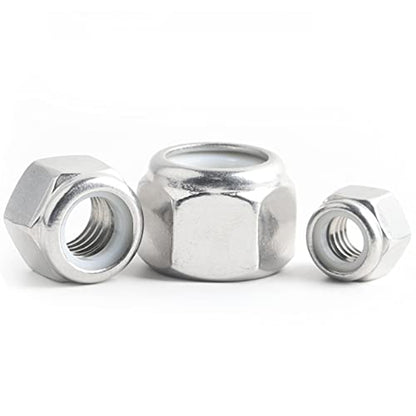 7/16-20 Nylon Insert Lock Nuts, Nylon Locknuts 304 Stainless Steel 18-8 Lock Nuts, Pack of 20