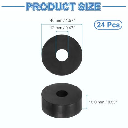 uxcell 24Pcs Rubber Vibration Isolation Washers 40mm OD x 12mm ID x 15mm T - size: 40mm OD x 12mm ID x 15mm Thick