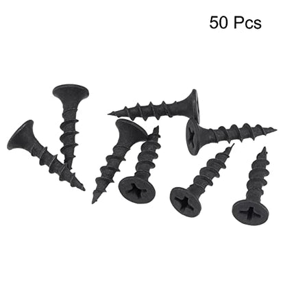 uxcell #8 x 25/32-Inch Wood Screws Phillips Flat Head Carbon Steel Self Tapping Screws Black 50pcs - size: #8 x 25/32-Inch
