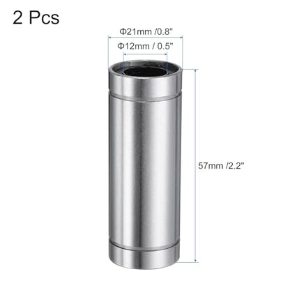 uxcell 2Pcs LM12LUU Linear Bearing 12mm Bore 21mm OD 57mm Length Linear Ball Bearings Double Side Rubber Sealed Bearing Steel for CNC Machine 3D Printer Food Packaging Machine - size: 12mm Bore 21mm OD 57mm Length