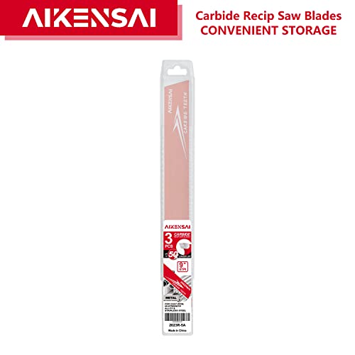 3-Pack Reciprocating Saw Blades Carbide 9 Inch 8TPI for Thick Metal Cast Iron and Alloy Steel - color: 9 Inches