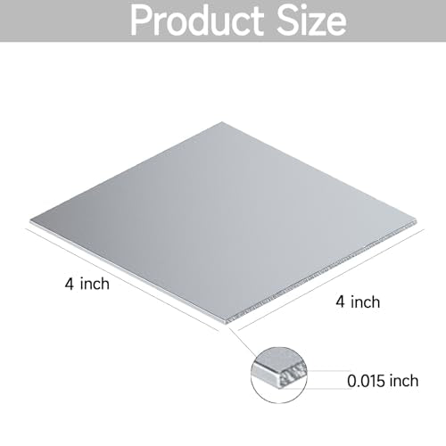304 Stainless Steel Sheet - 4PCS 4" X 4" X 1/64" Thin Stainless Steel Plate 1/64 Inch Thickness with Protective Film Metal Sheets Shim Stock for Kitchen DIY Crafting (101 x 101 x 0.39 mm) - size: 4X4X1/64inch