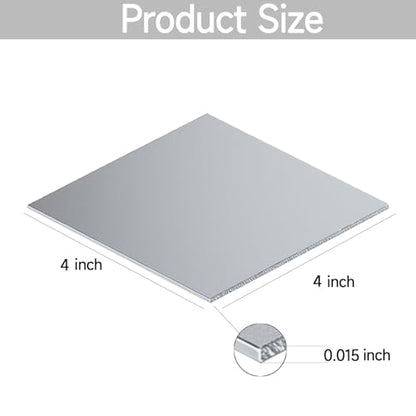 304 Stainless Steel Sheet - 4PCS 4" X 4" X 1/64" Thin Stainless Steel Plate 1/64 Inch Thickness with Protective Film Metal Sheets Shim Stock for Kitchen DIY Crafting (101 x 101 x 0.39 mm) - size: 4X4X1/64inch