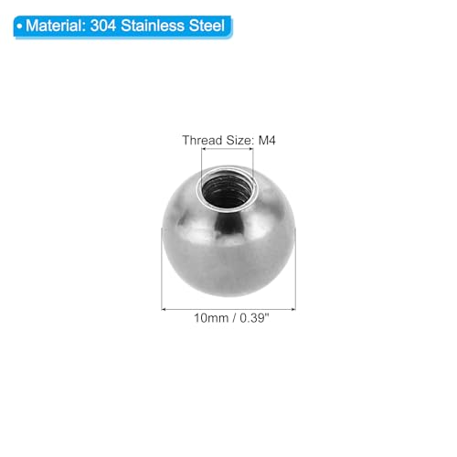 PATIKIL M4x10mm Ball Nuts Knob, 8 Pcs Female Thread 304 Stainless Steel Round Blind Hole Screw Cap Cover for Lighting Machinery DIY Decoration, Silver - size: M4x10mm