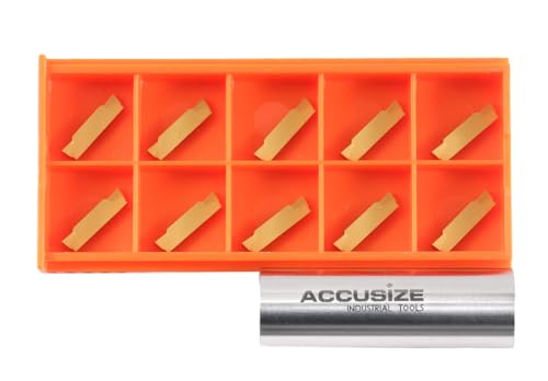 Accusize Industrial Tools Mgmn200 Tin Coated Carbide Inserts, 10 Pcs/Box, 2403-4022x10 - size: MGMN200, Cutting Steel