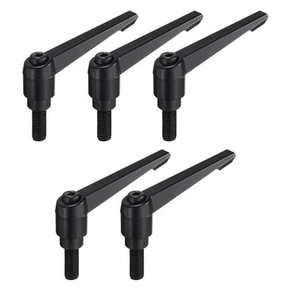 uxcell 5pcs Adjustable Clamping Lever Handle M10 x 25mm Metric Black Oxide Carbon Steel Male Threaded Stud Hand Knobs Ratchet Rotating Screw Handles Bolts with Locking Lever Black - size: M10 x 25mm