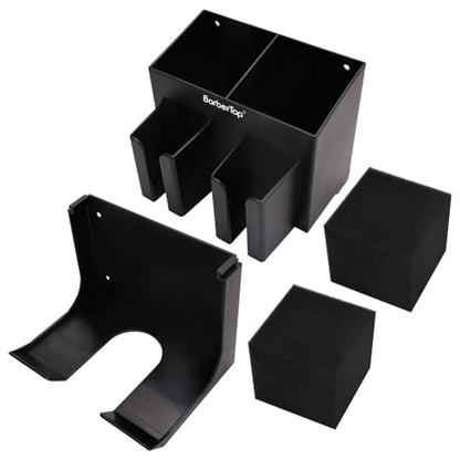 Hair Tool Organizer Wall Mounted, Hair Dryer and Styling Holder with Towel Bar, Bathroom Blow Dryer Holder, Farmhouse Vanity Caddy Storage Stand for Accessories Makeup(Black) - size: 5.9 x 9.2 x 5.6 Wall-mounted