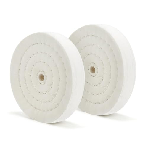 SCOTTCHEN Buffing Polishing Wheel 6 inch (70 Ply) Extra Thick for Bench Grinder Tool with 1/2" Arbor Hole 2 PCS - color: Fine 2pcs, size: 6 inch