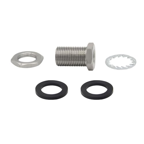 Stainless Steel Bulkhead Fitting 1/4 NPT Female 1-1/2" Length 2Pcs - size: 1/4" NPT Female to 1-1/2" Length