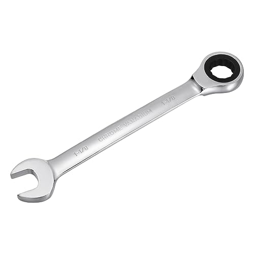 uxcell 1-1/8 Inch Ratcheting Combination Wrench SAE 72 Teeth 12 Point Ratchet Box Ended Spanner Tools, Cr-V - size: 1-1/8"