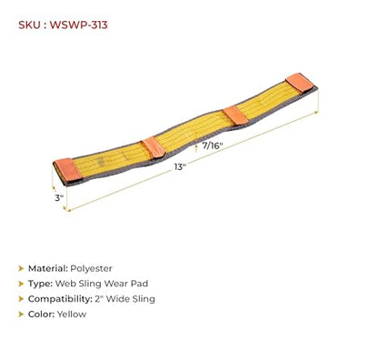 Mytee Products Yellow Polyester Web Sling Wear Pad for Rigging and Lifting Slings Protection - size: 4 - Pack, style: Web Sling Sleeve (3" x 13")