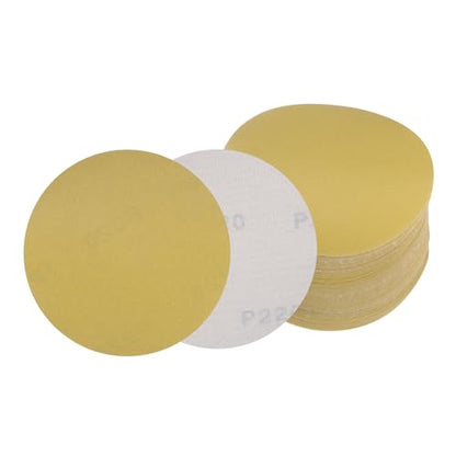 50pcs No Hole Sanding Discs- [ 5 Inch 220 Grit ] Round Hook and Loop Grip Sanding Pads Sheet Sandpaper for Woodworking Metal Polishing Use| Gold, Aluminum Oxide - size: 220 grit