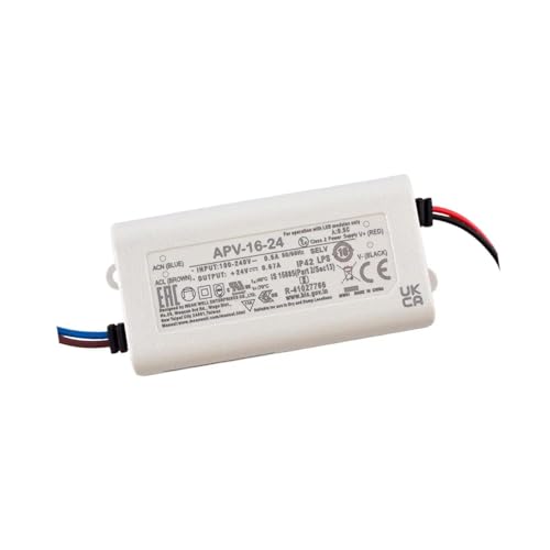 APV-16-24 24V 16.08W Switching Power Supply for LED Lighting and Decoration, 0.67A Output, 90-264VAC Input, IP42 Protection