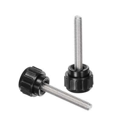 uxcell 12pcs Knurled Clamping Knobs M4 x 25mm Metric 304 Stainless Steel Male Thread Thumb Screw on Type 14mm Plastic Round Head Threaded Hand Bolt Stud Knobs Black - size: M4 x 25mm x 14mm