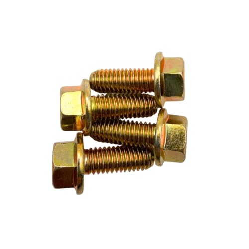 3/8"-16 x 1 Grade 8 Hex Flange Bolts Qty 4 | SAE J429 High-Strength Coarse Thread Fasteners for OEM, MRO & Industrial Use 1.0" Yellow Zinc Plated