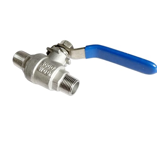 3/8 inch Male to Male Thread Ball Valve 304 Stainless Steel Full Port NPT Thread Ball Valves WOG1000 - size: 3/8 Inch