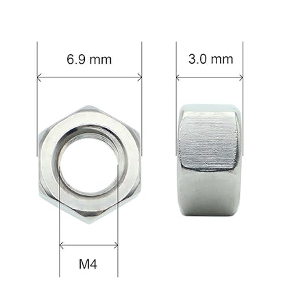 320Pcs M4 Hex Nuts, 304 Stainless M4 Nut, Coarse Thread M4 Nuts - size: Metric M4-0.7---320Pcs