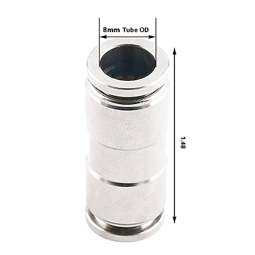 8mm Union Straight Push to connect fittings Stainless Steel Pneumatic Push Connectors,CEKER 8mm x 8mm Tube Quick Connect Fittings Air Line Fittings for 8mm Tube 2Pack - size: 8 mm, style: STRAIGHT