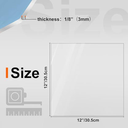 KINLINK 12x12 Plexiglass Sheets 1/8 inch Thick, 3mm Clear PET Plastic Sheet for DIY Project, Craft, Table top, Picture Frame, Acrylic Sign and Wedding Invitation 2 Pack - size: 12 x 12, 3mm