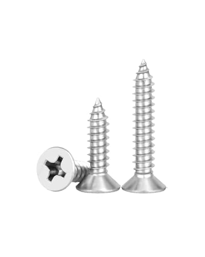 #4 x 3/4" (100 Pack) Flat Head Phillips Drive Screws Sheet Metal Self-Tapping Screws, 304 Stainless Steel Screw - size: #4 x 3/4"