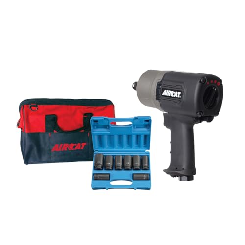 AIRCAT 1770-XLK 3/4" Impact Wrench Kit, 1,600 ft-lb Max Torque, 6,500 RPM