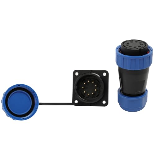TY28 9 Pin 10A Connector, Circular Electrical Waterproof, 14AWG Wire, Plug Panel Socket, Screw Crimp Quick-Disconnect for Power Device - color: Screw Mount, size: 9 Pin 10A