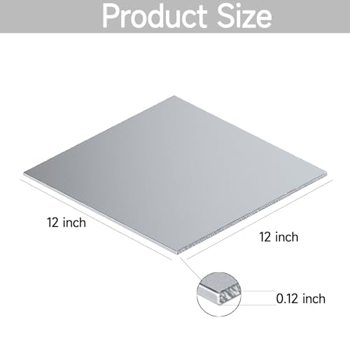 304 Stainless Steel Sheet - 12" X 12" X 1/8" Thin Stainless Steel Plate 1/8 Inch Thickness with Protective Film Metal Sheets Shim Stock Sheets for Kitchen DIY Crafting etc. (305 x 305 x 3 mm) - size: 12X12X1/8inch