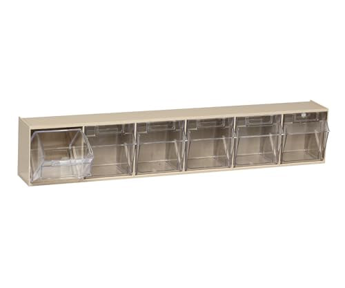 Quantum Storage Systems QTB306IV 6 Drawers Tip Out Cabinet Part Organizer Ivory 5" H x 24" W x 4" D - size: 5" H x 24" W x 4" D, style: 6 Drawers Tip Out Cabinet Ivory