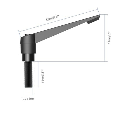 2PCS Clamping Lever Handles, M6 x 40mm Male Thread, Adjustable Quick Release Locking Rotating Screw Bolt Stud Knobs Apply for Lathe Machinery, Black - size: M6 x 40mm