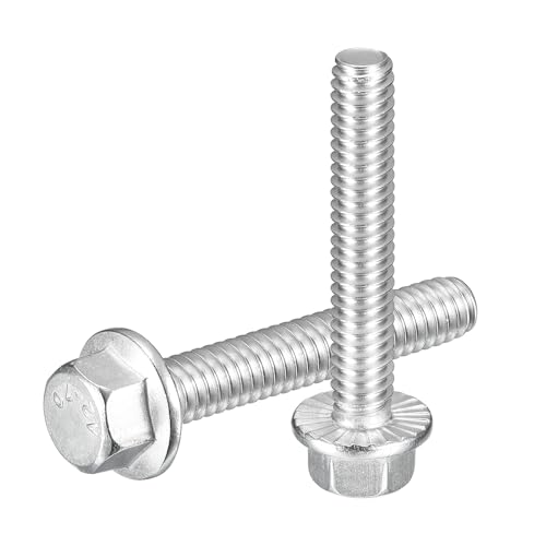 uxcell 10Pcs 1/4-20 x 1-3/4" Flanged Hex Head Bolts, 304 Stainless Steel Flange Hexagon Screws, Flange Hex Drive Screws 5.8 Grade for Machinery Industry Home Appliances, Silver - color: Silver, size: 1/4-20 x 1-3/4"