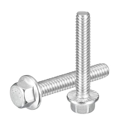 uxcell 10Pcs 1/4-20 x 1-3/4" Flanged Hex Head Bolts, 304 Stainless Steel Flange Hexagon Screws, Flange Hex Drive Screws 5.8 Grade for Machinery Industry Home Appliances, Silver - color: Silver, size: 1/4-20 x 1-3/4"