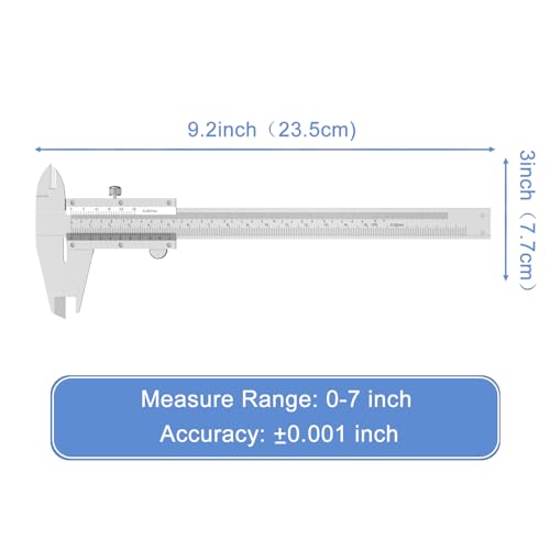 HDLNKAK Vernier Caliper 6 inch with Stainless Steel Feeler Gauge 32 Blade - color: Sterling Silver
