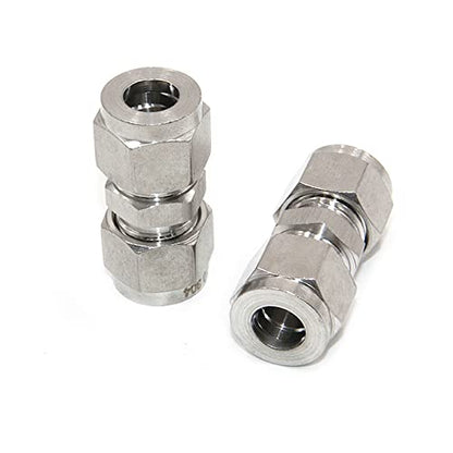 304 Stainless Steel Compression Union W/Double Ferrule 1/2" x 1/2" OD 2pc - size: 1/2" x 1/2" OD