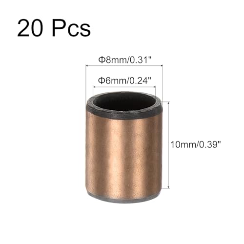 uxcell Sleeve Bearings 6mm Bore x 8mm OD x 10mm Length Plain Bearings Wrapped Oilless Bushings for Sliding Parts of Machinery, 20pcs - size: 6mm Bore x 8mm OD x 10mm Length