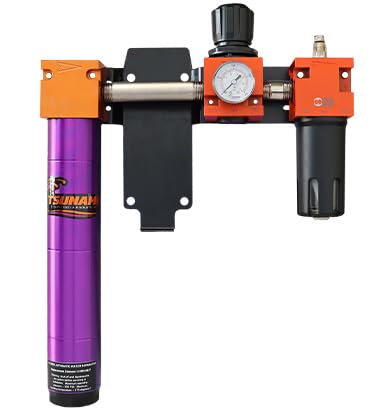 50 CFM, Tsunami 1/2" NPT Industrial Combination Water Separator Particulate Filter, Air Pressure Regulator & Lubricator Oiler - size: 50 CFM, 1/2 in, style: Filter Regulator Lubricator