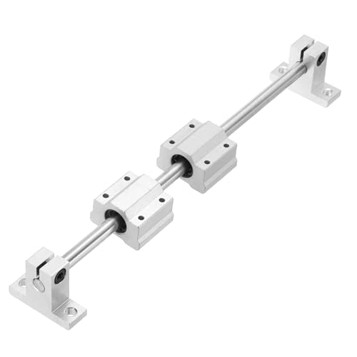 uxcell 2 Pcs 8mm x 250mm Linear Motion Rail Shaft Slide Guide with 4 Pcs SCS8UU Bearings and 4 Pcs SK8 Rail Support Linear Motion Rod Shaft Guide Set for CNC Machine 3D Printer, Silver - size: 250mm
