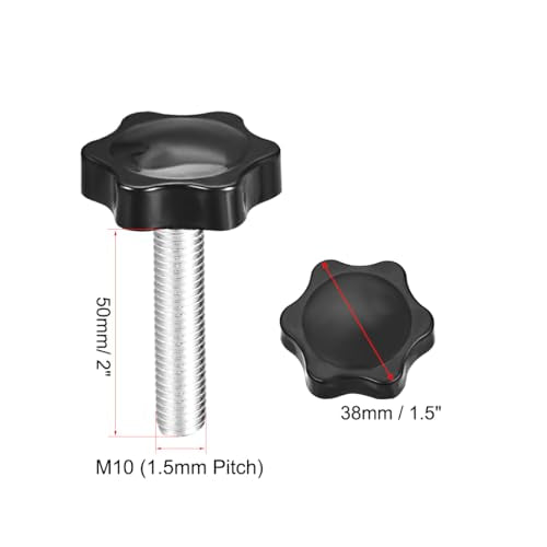 uxcell 2pcs 38mm Dia Plum Hex Shaped Grips Star Knob M10 x 50mm Male Thread - size: M10x50mm