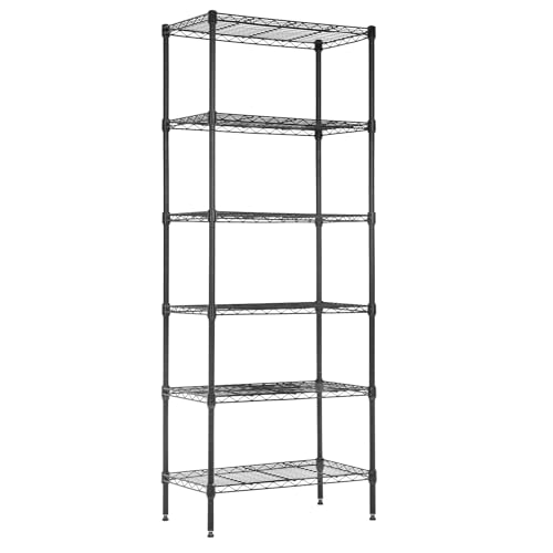 Meet perfect 6-Tier Wire Shelving Unit, 900 lb, 24 x 14 x 61 in, Black - color: Black, size: 6-Tier, 61"H x 24"W x 14"D