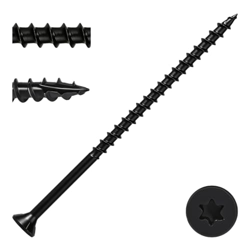 Deck Screws 4 Inch, 80PCS Exterior Wood Screws, #10 x 4 Fence Construction Screws, Torx Head, Rust Resistant Epoxy Coated, T25 Bit Included, Black - color: Black, size: #10 x 4"