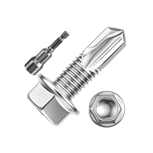 Wensilon 2lbs 5/16×1" Stainless Steel Self Drilling Screws, 70 PCS - color: Silver, size: 5/16×1"